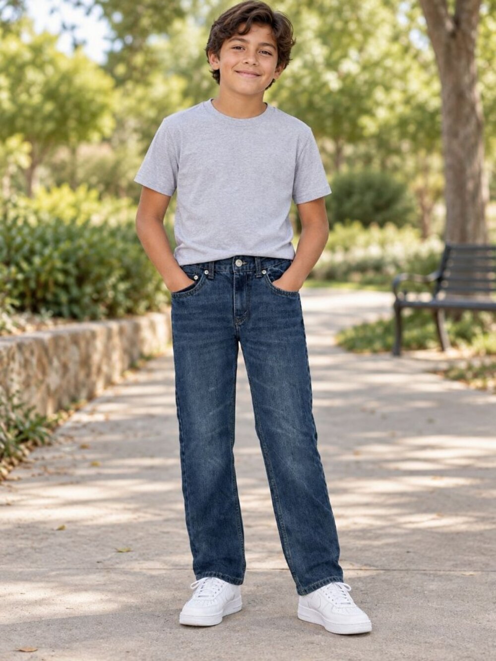 Levis 505 Regular Fit Boys Jeans 14 Slim W25 L27 Medium Wash Stretch Denim
